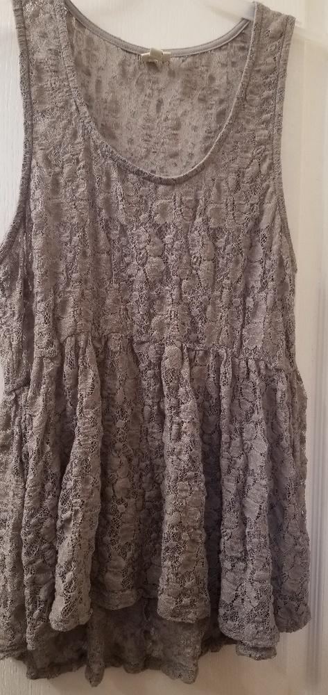 Grey Stretch Knit Lace Babydoll cut top